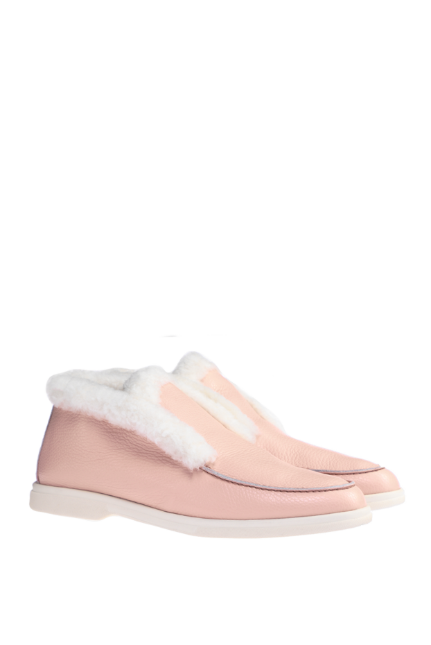 Cesare di Napoli loafers women's basic leather with fur pink 156061 - photo 3