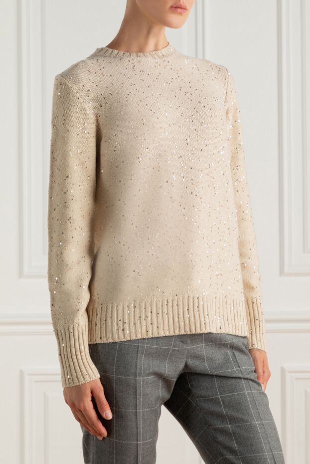 Rocco Ragni beige womens jumper decorated with sequins 156084 - photo 3