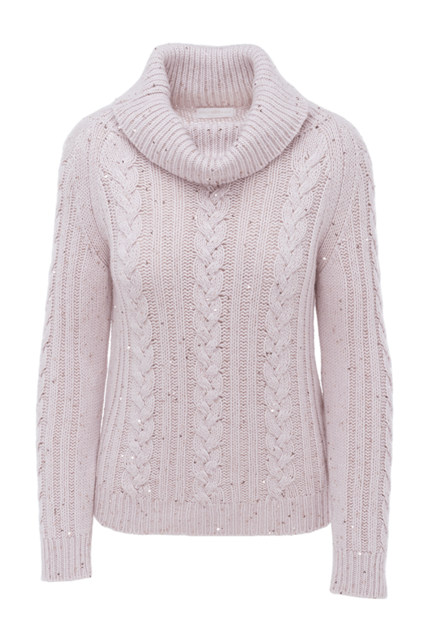 Rocco Ragni pink womens jumper with a large collar and sequins 156085 - photo 1