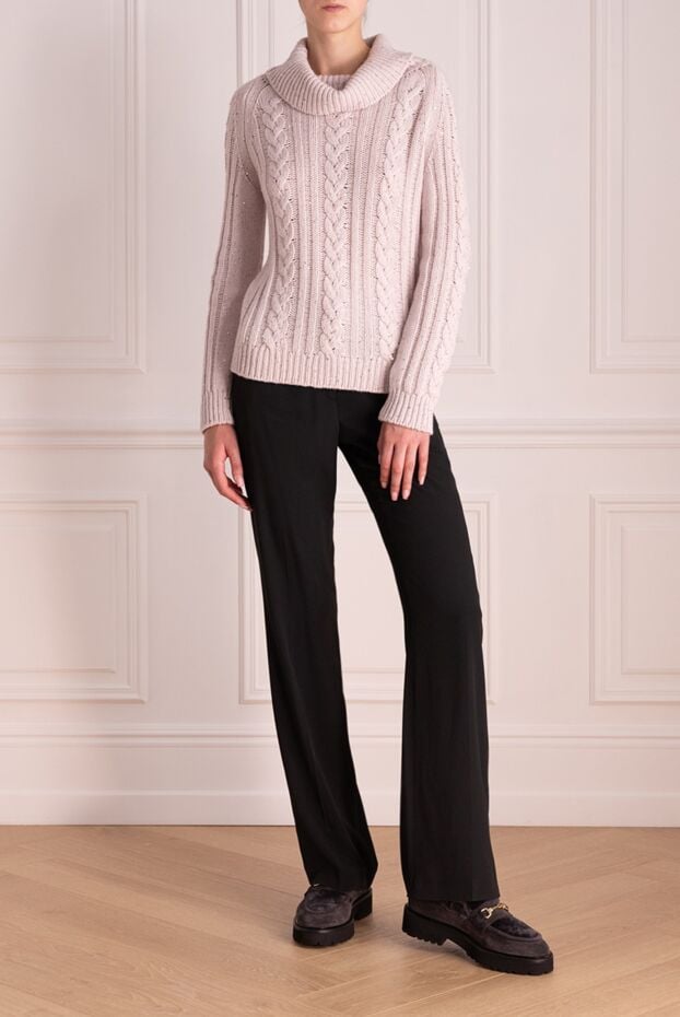 Rocco Ragni pink womens jumper with a large collar and sequins 156085 - photo 2