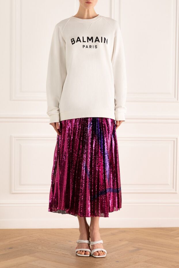 Valentino bright amaranth pleated sequin skirt with mesh lining 156125 - photo 3