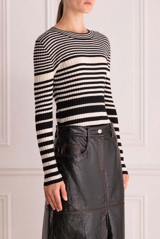 Cashmere & Silk Milano black and white striped jumper with textured ribbed knit and fitted fit 156174 - photo 3