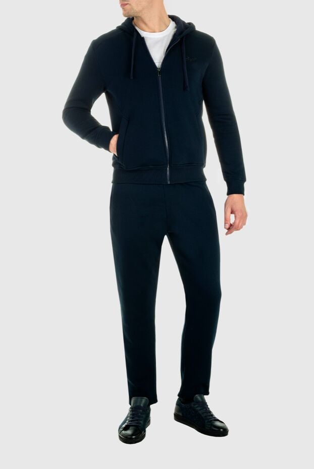 Ermenegildo Zegna mens plain blue tracksuit with zip-up hood 156211 - photo 2
