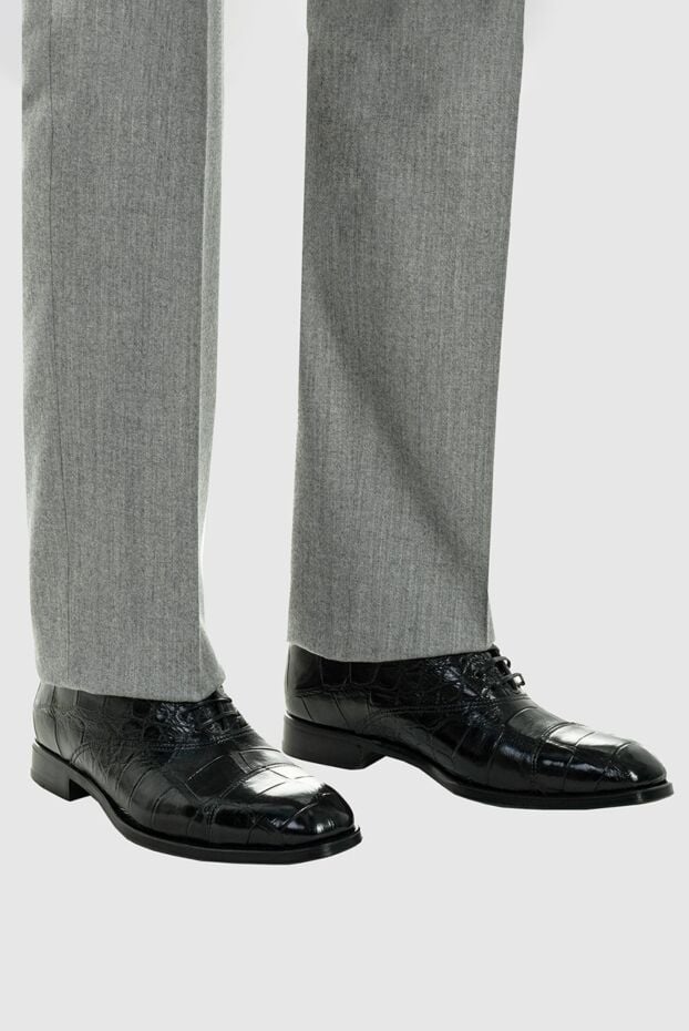 Tardini black cap-toe oxford shoes made of alligator leather for men 156237 - photo 3