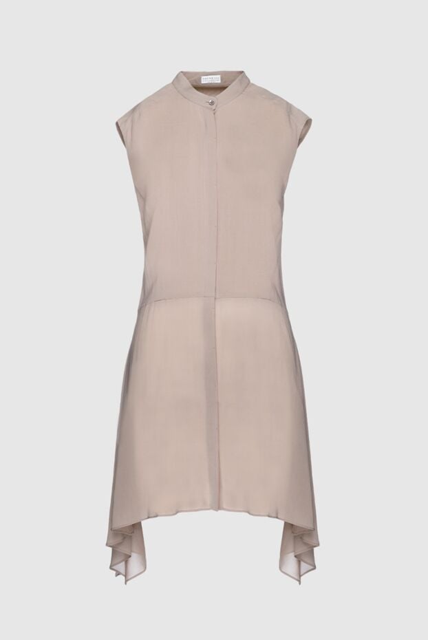 A short nude silk dress with an elongated back hem. - photo 1