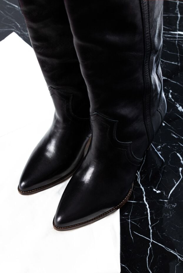 Isabel Marant thigh-high boots women's leather high with slanted heels black 156393 - photo 2