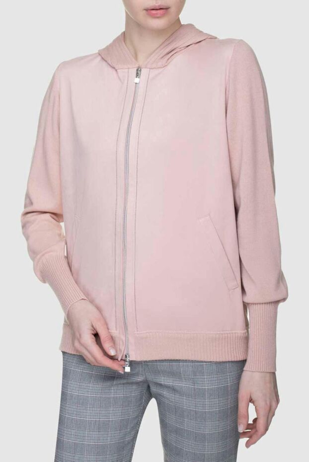 D.Exterior pink womens ribbed zip-up cardigan with a hood 156436 - photo 3