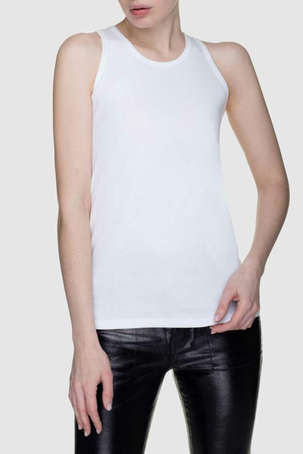 Saint Laurent майка белая универсальная из хлопка прямого кроя 156444 - фото 3