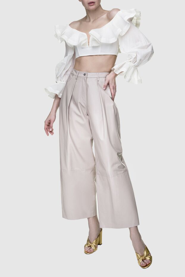 DROMe woman beige leather trousers for women buy with prices and photos 156481 - photo 2