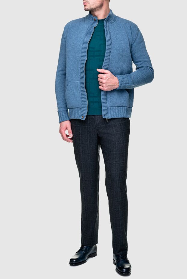 Cesare di Napoli man blue men's wool cardigan buy with prices and photos 156488 - photo 2