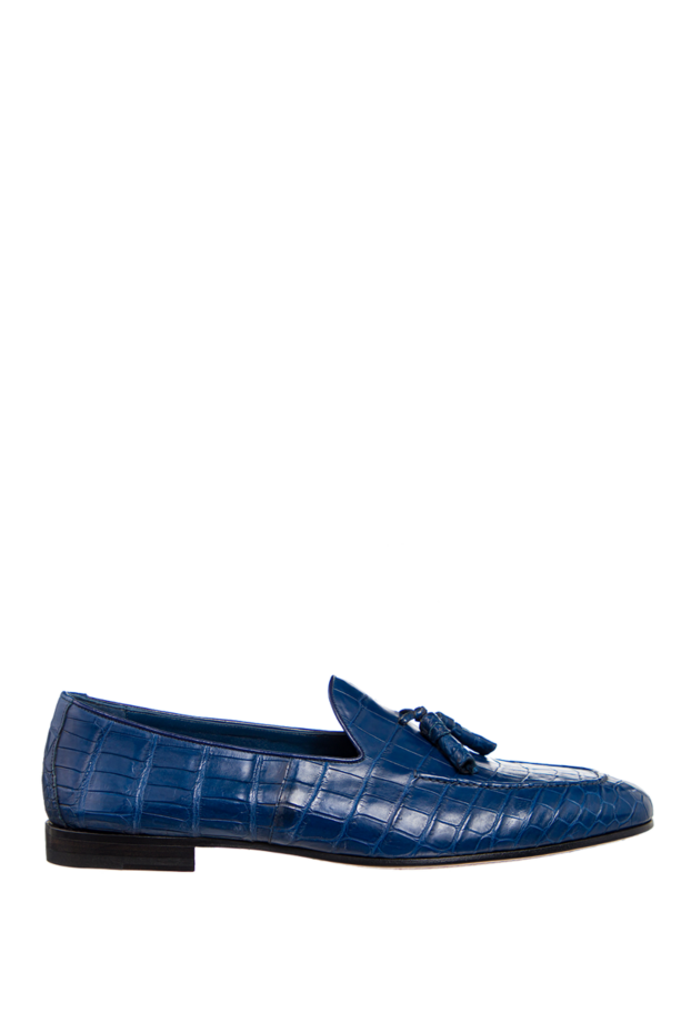 Cesare di Napoli мужские лоферы из кожи крокодила синие мужские купить с ценами и фото 156496 - фото 1