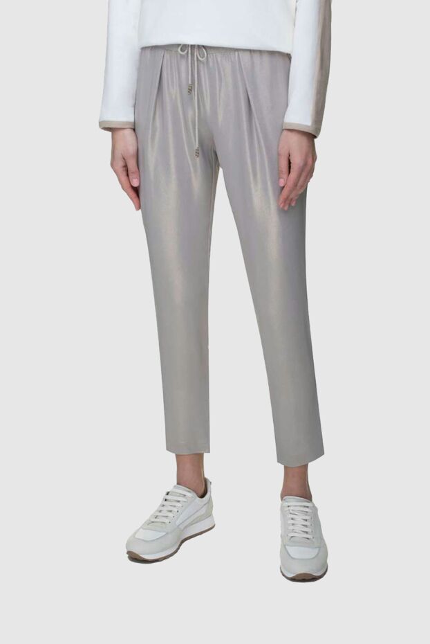 Panicale beige women's straight trousers with coating 156558 - photo 3
