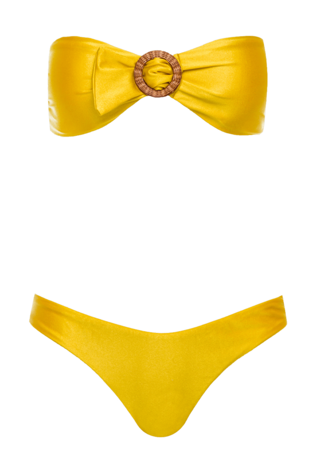 Zimmermann yellow swimsuit with bandeau top on removable straps and retro-style ring 156579 - photo 1