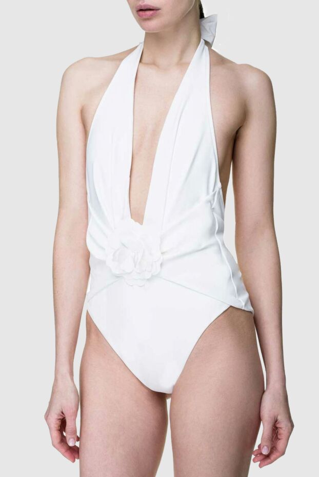 Zimmermann white one-piece swimsuit with a deep neckline and floral applique 156610 - photo 3
