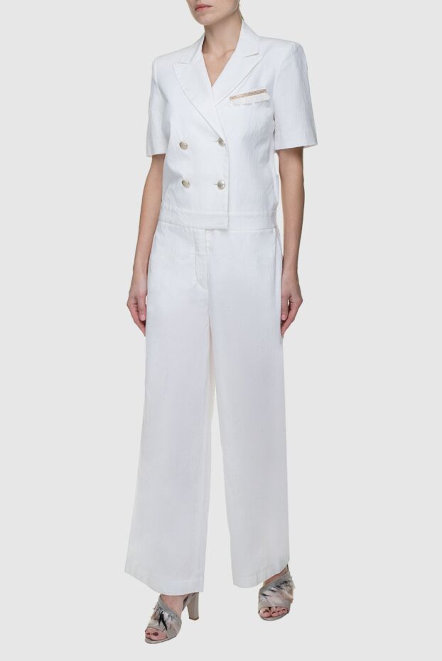 Panicale women's white double-breasted jumpsuit with short sleeves 156672 - photo 3