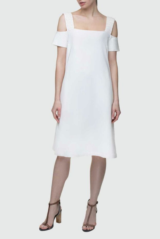 Panicale white trapeze dress with off-shoulders women's 156680 - photo 3