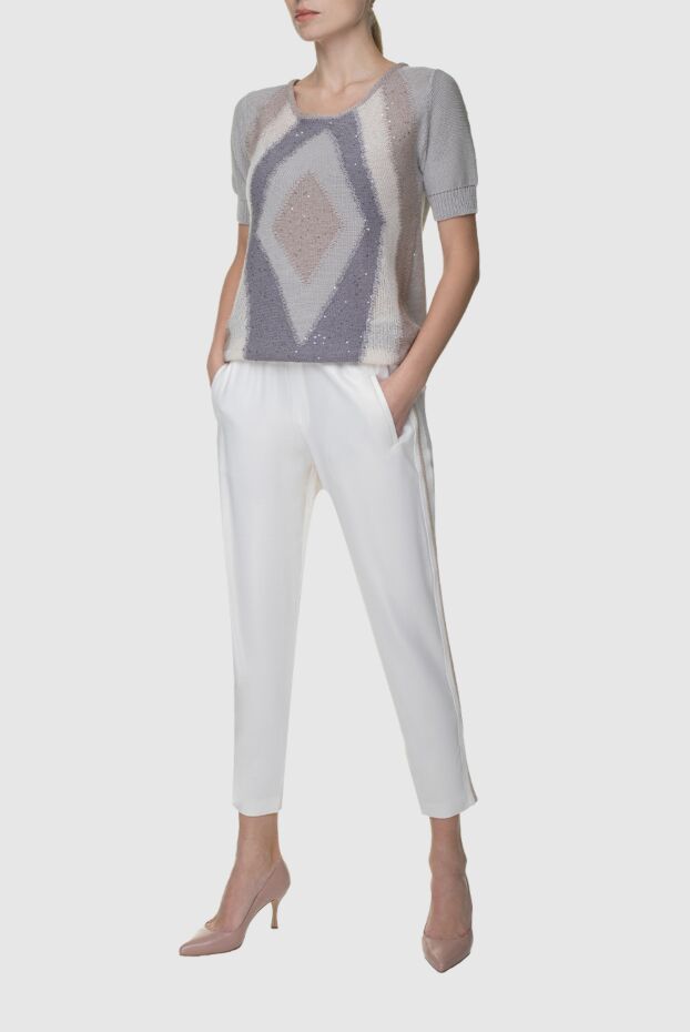 Panicale white women's trousers with side stripes 156683 - photo 2