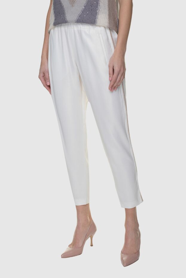 Panicale white women's trousers with side stripes 156683 - photo 3