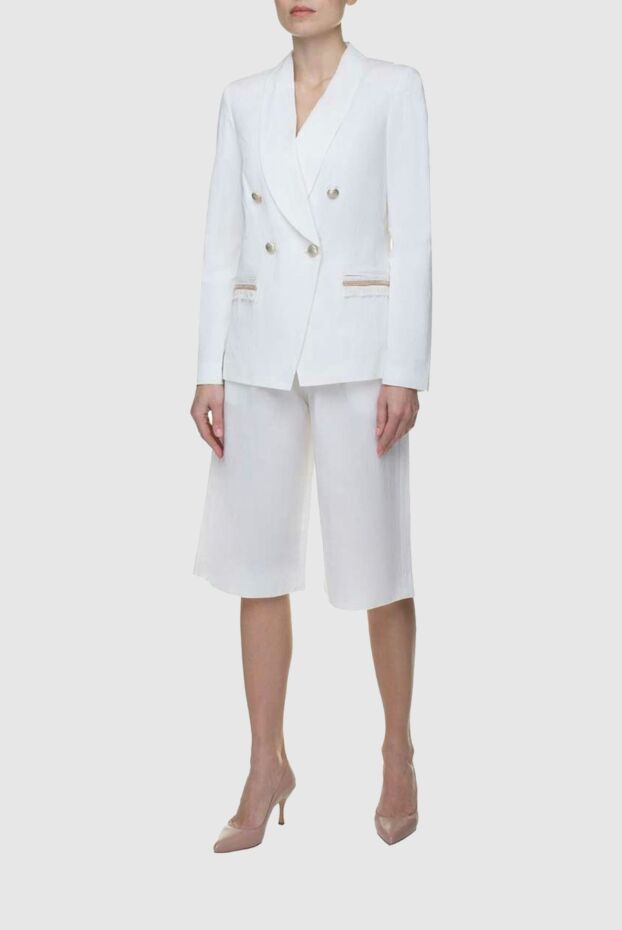 Panicale women's white trouser suit with jacket and cropped shorts 156684 - photo 3