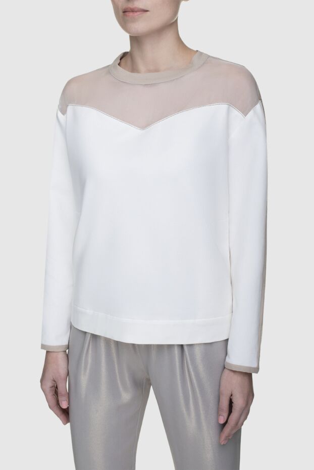 Panicale white womens jumper with a contrasting insert on the back 156685 - photo 3