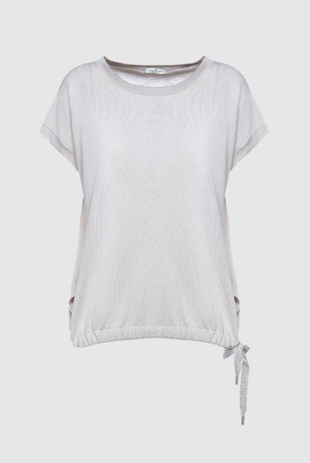 Panicale beige soft cotton t-shirt with side tie 156701 - photo 1