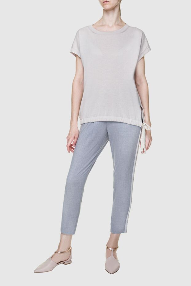 Panicale beige soft cotton t-shirt with side tie 156701 - photo 2
