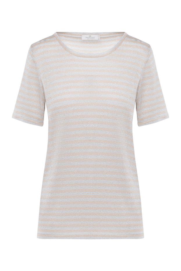 Panicale beige womens t-shirt with stripes 156703 - photo 1
