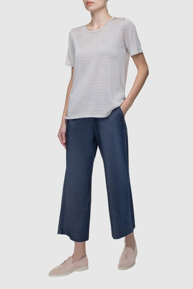 Panicale beige womens t-shirt with stripes 156703 - photo 2