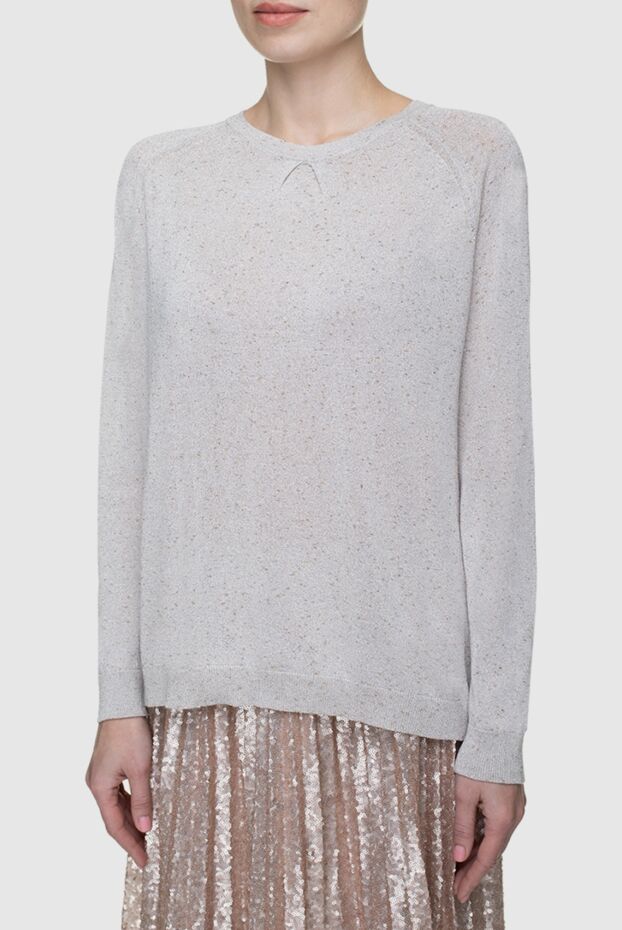 Panicale white viscose and lame sweater for women 156708 - photo 3