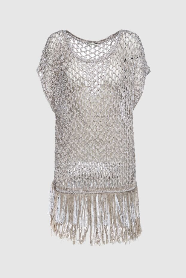 Panicale beige chunky knit cotton jumper with fringe women's 156713 - photo 1