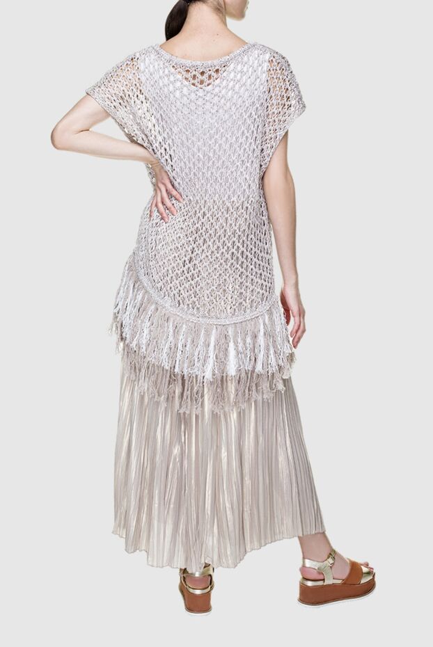 Panicale beige chunky knit cotton jumper with fringe women's 156713 - photo 3