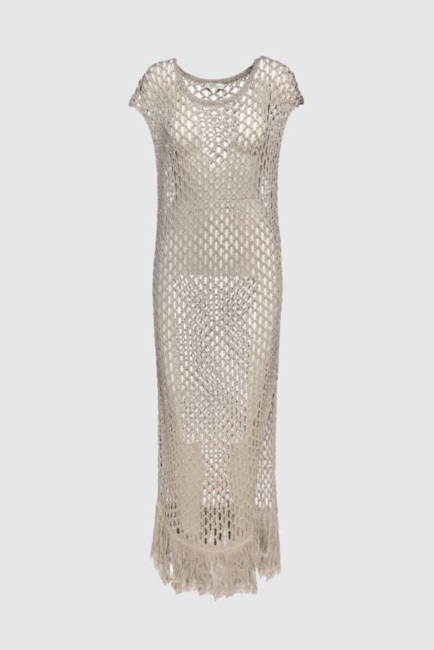 Panicale brown womens knitted cotton dress in a wide mesh pattern 156714 - photo 1