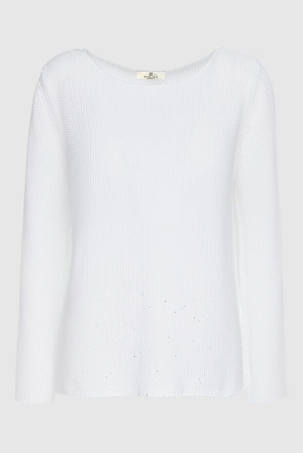 Panicale white womens cotton jumper with a wide neckline 156720 - photo 1