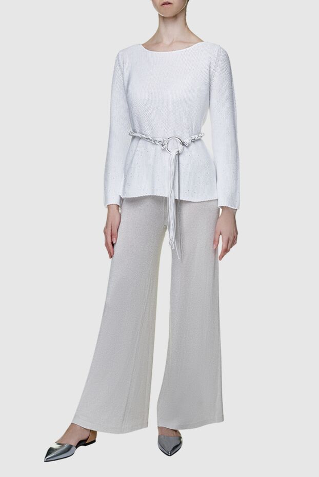 Panicale white womens cotton jumper with a wide neckline 156720 - photo 2