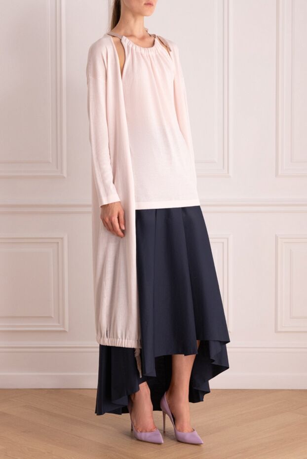 Panicale long cotton cardigan with open style and adjustable hem 156733 - photo 3