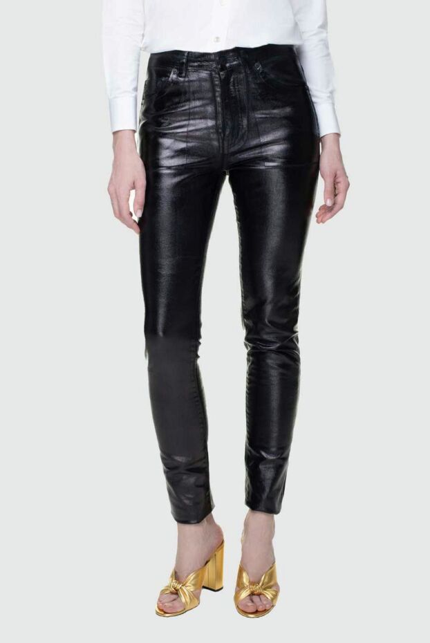 Saint Laurent брюки из хлопка черные женские 156736 - фото 3