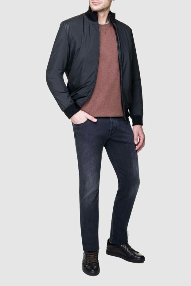 Seraphin man cashmere and leather jacket blue for men buy with prices and photos 156757 - photo 2