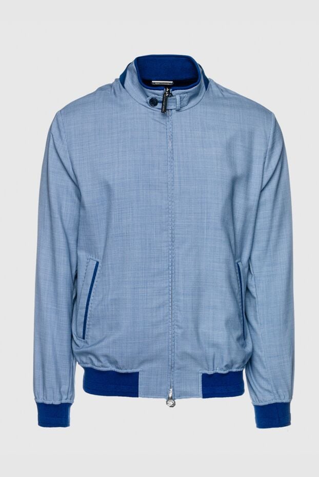 Stefano Ricci men's blue bomber jacket with a stand-up collar and contrast trim 156889 - photo 1