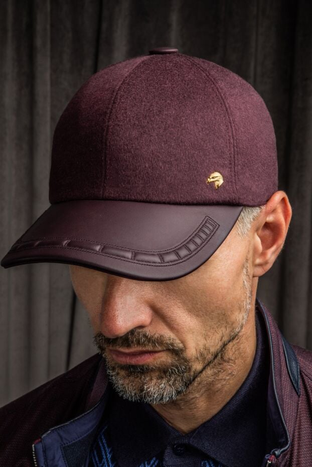 Stefano Ricci men's burgundy leather and cashmere cap 156896 - photo 2