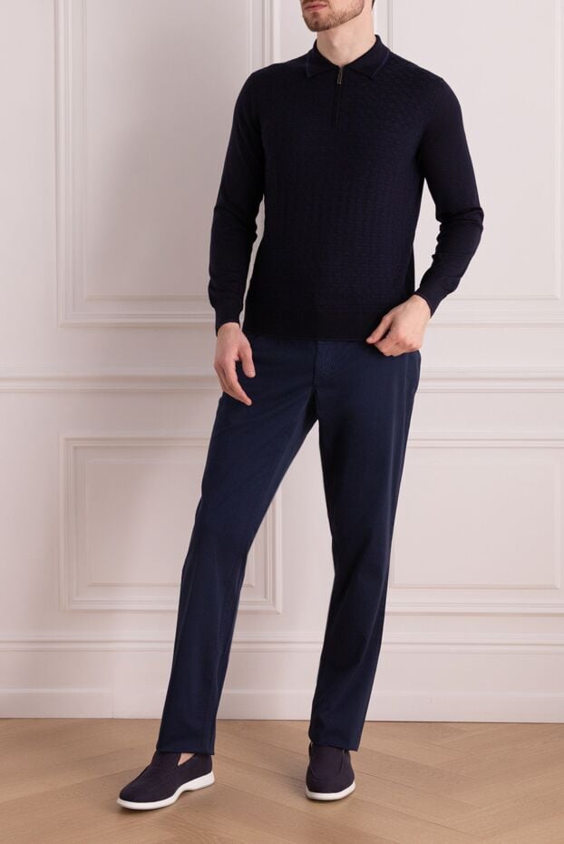 Stefano Ricci a dark blue long-sleeve polo shirt with a textured front and a zip closure. 156908 - photo 2