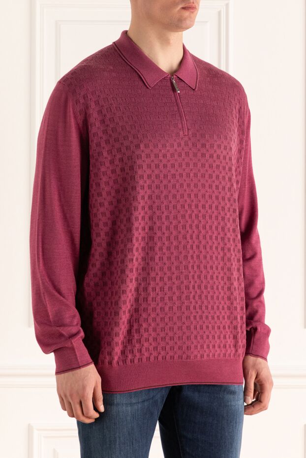 Stefano Ricci long sleeve polo with silk and cashmere pink for men 156909 - photo 3