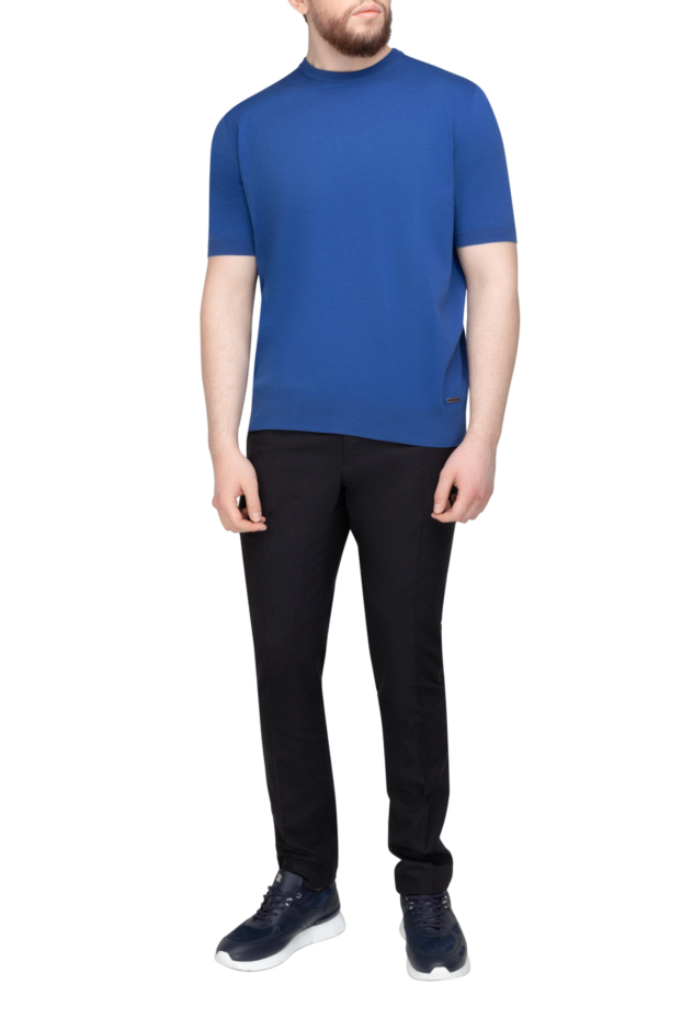 Stefano Ricci cornflower blue knitted jumper with short sleeves and a round neck 156925 - photo 2