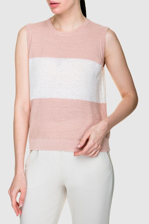Peserico women's blouse with white inserts beige 156983 - photo 3