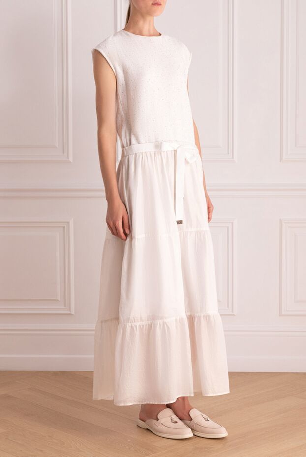 Peserico cotton dress white with a tie women's 157000 - photo 3