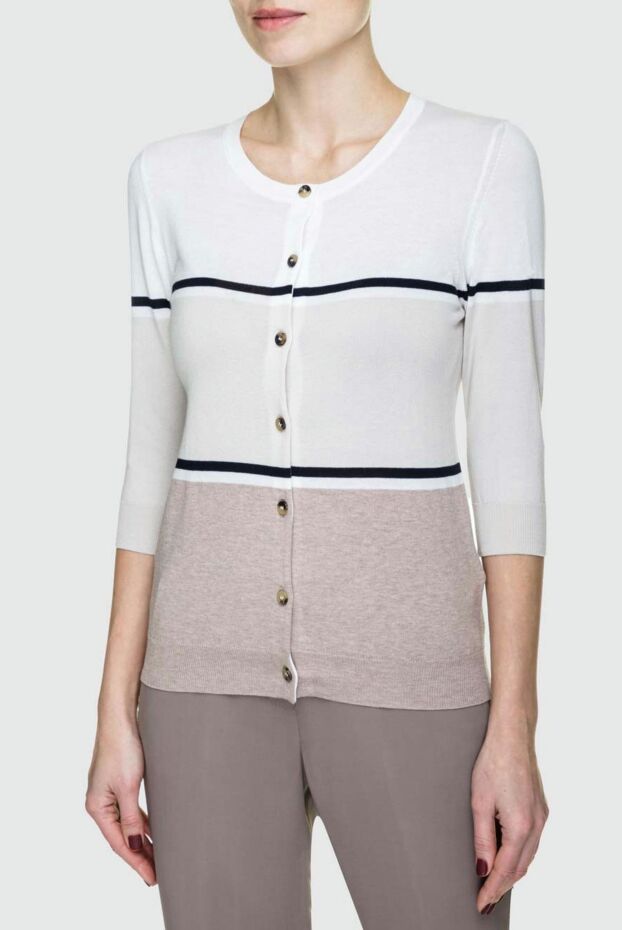 Peserico beige womens cotton jumper with buttons 157012 - photo 3
