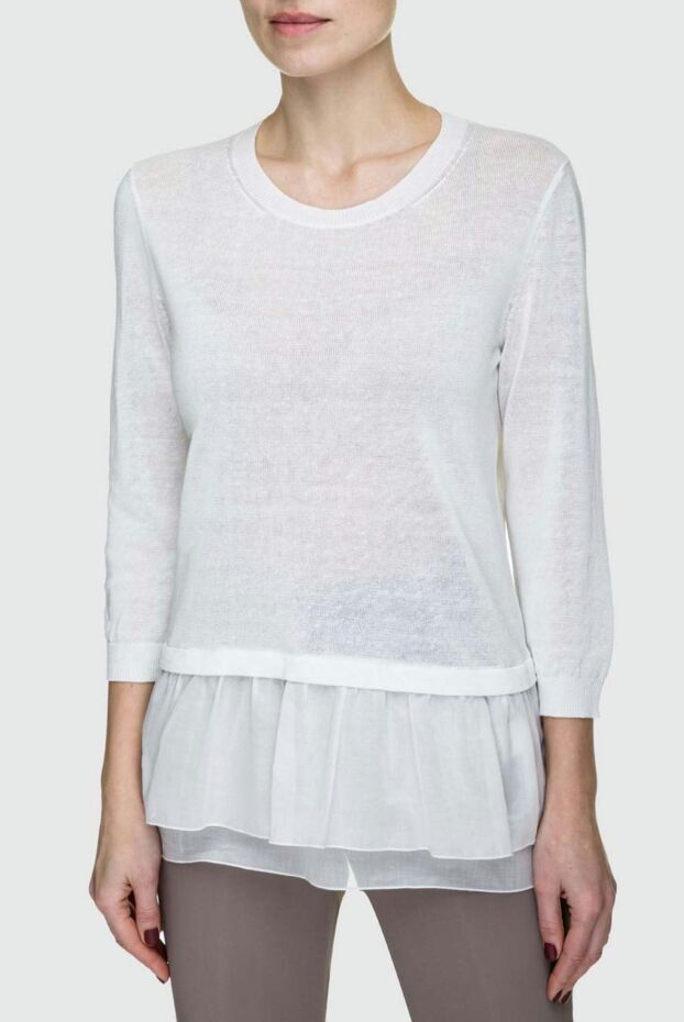 Peserico women's white jumper with a flounce at the bottom 157013 - photo 3