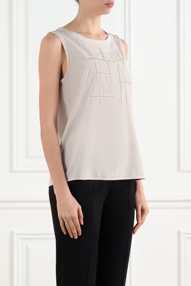 Peserico women's silk blouse with chain beads white 157037 - photo 3