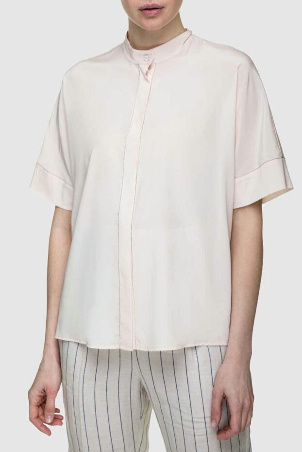 Peserico women's blouse with contrasting stitching pink 157044 - photo 3