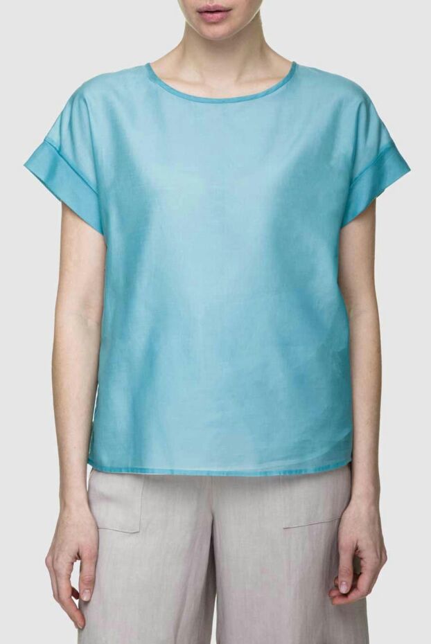 Peserico women's blouse with short sleeves blue 157075 - photo 3