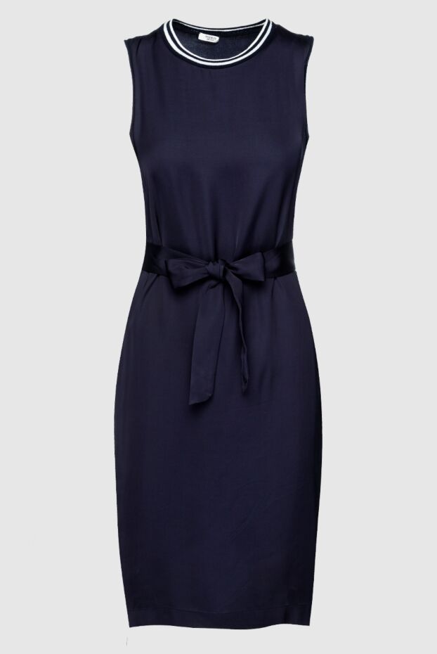Peserico blue fitted dress with belt and contrasting neckline for women 157084 - photo 1